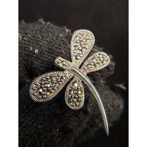 Sterling Silver Marcasite Dragonfly Pendant 925